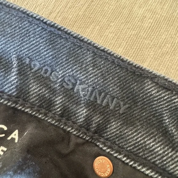 American Eagle Black Wash Stretch Skinny Jeans Women’s Size 10 Extra Long - Picture 8 of 12